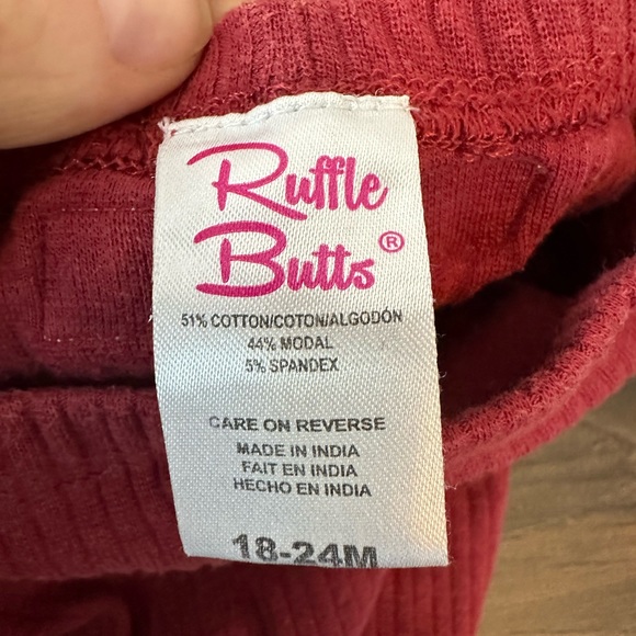 Ruffle Butts Ribbed Lettuce Hem Pajama Pants (Size 18-24 Months) - Picture 3 of 4